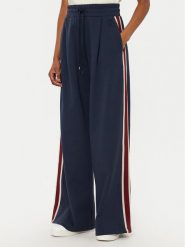 Weekend Max Mara Spodnie palazzo Marsala 2515781011 Granatowy Wide Leg. Niebieskie spodnie materiałowe damskie Weekend Max Mara, bez wzorów, z bawełny. Za 609.99 zł.