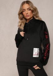 Czarna Bluza z Polarem i Haftami na Rękawach Janakame. Czarne bluzy z kapturem damskie Renee, na jesień, l, z bawełny. Za 79.99 zł.