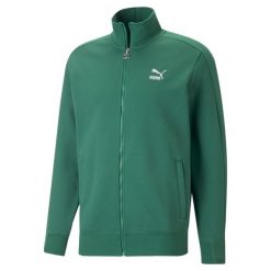 Bluza dresowa męska Puma T7. Zielone bluzy bez kaptura męskie Puma, bez wzorów, z dresówki, sportowe, bez kołnierzyka, bez ramiączek. Za 252.00 zł.