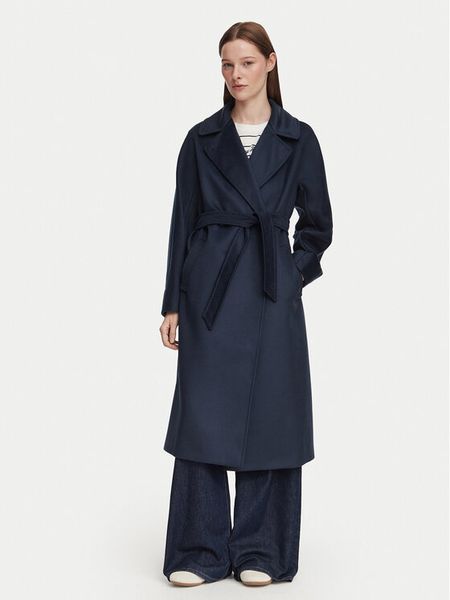 Weekend Max Mara Płaszcz wełniany Resina 2625016021 Granatowy Regular Fit. Niebieskie płaszcze damskie Weekend Max Mara, na zimę, bez wzorów, z wełny. Za 3,379.00 zł.