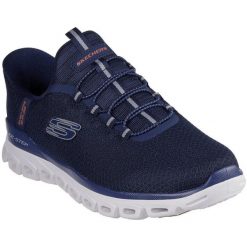 Buty sportowe męskie Skechers Glide step Noxus. Niebieskie buty sportowe na co dzień męskie Skechers, z materiału, bez zapięcia, trekkingowe. Za 390.00 zł.