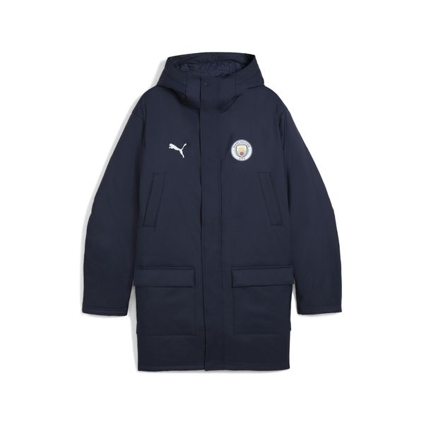 Męska zimowa kurtka treningowa Manchester City PUMA. Niebieskie kurtki męskie Puma, na zimę, l, bez wzorów, sportowe, bez kaptura. Za 699.00 zł.