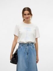 Vero Moda Koszulka w kolorze białym rozmiar: XL. Białe bluzki damskie Vero Moda, xl, bez wzorów, z bawełny, bez kołnierzyka, bez ramiączek. Za 74.63 zł.