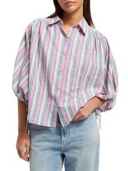 Scotch & Soda Bluzka w kolorze jasnoróżowo-niebieskim rozmiar: 40. Różowe bluzki damskie Scotch & Soda, bez wzorów, bez kołnierzyka, bez ramiączek. Za 140.53 zł.