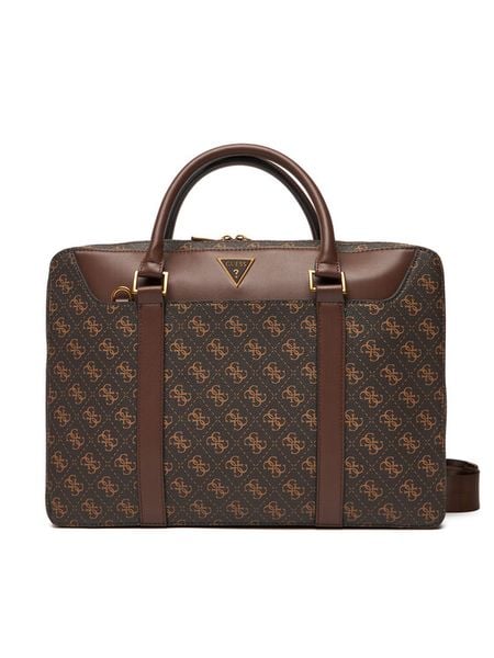 Guess Torba na laptopa Vezzola Smart HMEVZL P3138 Brązowy. Brązowe torby na laptopa damskie Guess, z aplikacjami, ze skóry. Za 399.99 zł.