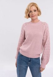 Różowy sweter S-LUCA. Czerwone swetry klasyczne damskie Volcano, s, z dzianiny, bez kołnierzyka. Za 159.99 zł.