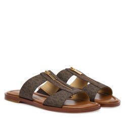 Klapki MICHAEL Michael Kors. Brązowe klapki damskie MICHAEL Michael Kors, bez wzorów, bez obcasa. Za 529.99 zł.