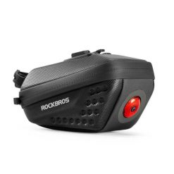 Torba rowerowa podsiodłowa 0,45 l z lampką 250 mah. Czarne torebki klasyczne damskie ROCKBROS, bez wzorów, z materiału, bez dodatków. Za 109.99 zł.