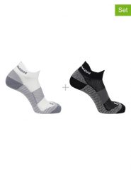 SALOMON Skarpety funkcyjne (2 pary) "Aero Ankle" w kolorze biało-czarnym rozmiar: 36-38. Białe skarpetki męskie Salomon, bez wzorów, prążkowane. Za 37.03 zł.