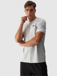 4F T-shirt regular gładki męski - szary XXL. Szare t-shirty męskie 4f, m, bez wzorów, z bawełny, bez kołnierzyka. Za 49.99 zł.