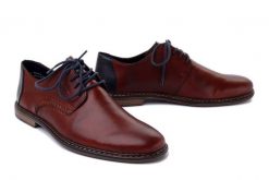 RIEKER 13418-24 brown, półbuty męskie. Brązowe półbuty męskie Rieker, bez zapięcia. Za 258.93 zł.