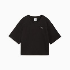 Koszulka damska Puma ESS ELEVATED RELAXED czarna 69181301 r XL. Czarne t-shirty damskie Puma, l, bez wzorów, z bawełny, bez kołnierzyka. Za 94.57 zł.