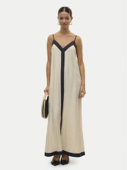 Vero Moda Sukienka letnia Denise 10329793 Beżowy Regular Fit. Brązowe sukienki damskie Vero Moda, na lato, xs, bez wzorów, z wiskozy, bez kołnierzyka, bez ramiączek. Za 229.99 zł.