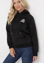 Czarna Bluza z Kapturem i Nadrukiem Masunes. Czarne bluzy z kapturem damskie Born2be, l, z polaru. Za 84.99 zł.