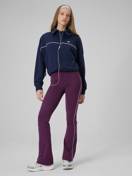 4F Legginsy z rozszerzanymi nogawkami damskie - burgundowe M. Czerwone legginsy damskie 4f, m, bez wzorów, z bawełny. Za 129.99 zł.