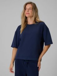 4F T-shirt loose z modalem damski - granatowy XL. Niebieskie t-shirty damskie 4f, m, bez wzorów, z dzianiny, bez kołnierzyka. Za 89.99 zł.