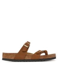 Birkenstock Japonki Mayari Sfb 1032243 Brązowy jasny. Brązowe klapki damskie Birkenstock, bez wzorów, z nubiku, bez obcasa. Za 599.99 zł.