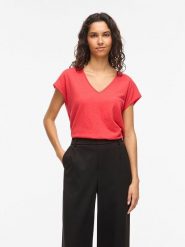 Vila Koszulka w kolorze czerwonym rozmiar: S. Czerwone t-shirty damskie Vila, s, bez wzorów, bez kołnierzyka. Za 85.95 zł.