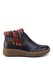 Rieker Botki Z6684-14 Granatowy. Niebieskie botki damskie Rieker, ze skóry, bez obcasa, na płaskiej podeszwie, bez zapięcia. Za 299.99 zł.