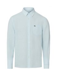 Lacoste koszula lniana Mężczyźni Regular Fit len niebieski, 40. Niebieskie koszule męskie Lacoste, m, bez wzorów, ze lnu, bez kołnierzyka, bez ramiączek. Za 329.95 zł.