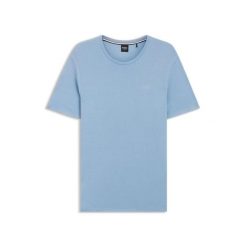 Koszulka męska z krótkim rękawem BOSS Rib AZZURRO bawełniana T-Shirt. Niebieskie t-shirty męskie Boss, m, bez wzorów, z bawełny, bez kołnierzyka. Za 169.00 zł.