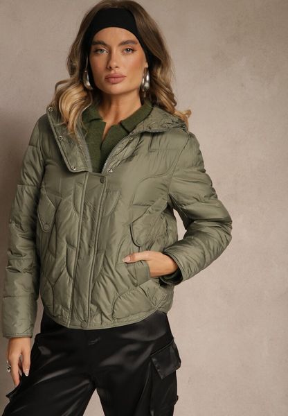 Jasnozielona Kurtka Przejściowa z Kapturem w Oryginalne Pikowane Przeszycia Arivitta. Zielone kurtki damskie Renee, l, bez wzorów, z jeansu, z kapturem. Za 199.99 zł.
