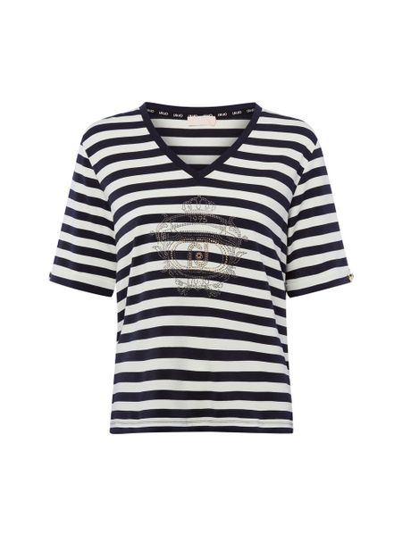 Liu Jo Collection Koszulka Kobiety biały|niebieski, XL. Białe t-shirty damskie Liu Jo Collection, xl, bez wzorów, z bawełny, bez kołnierzyka. Za 229.95 zł.