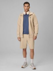 4F Spodenki dresowe męskie - beżowe XL. Brązowe szorty męskie 4f, z dresówki, bez kołnierzyka. Za 79.99 zł.