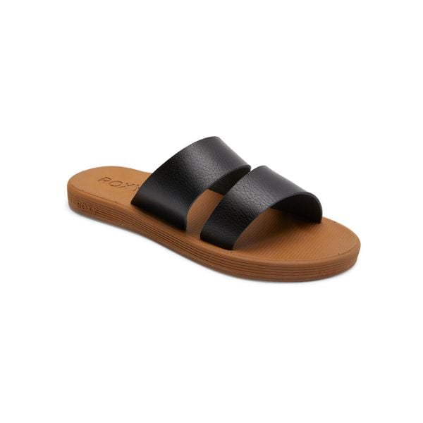 Sandały damskieCOASTAL COOL. Czarne sandały damskie Roxy, bez wzorów, ze skóry ekologicznej, bez obcasa. Za 95.99 zł.