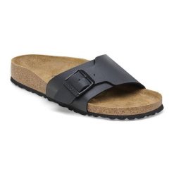 Birkenstock Catalina BS Birko-Flor Klapki damskie. Czarne klapki damskie Birkenstock, bez wzorów, bez obcasa. Za 269.99 zł.