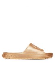 Pepe Jeans Klapki Beach Slidemet PLS70165 Złoty. Żółte klapki damskie Pepe Jeans, bez wzorów, z jeansu, bez obcasa. Za 159.99 zł.