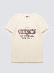 Koszulka damska z linii Authentic z logo BIG STAR perłowa Rissmelna 103. Białe t-shirty damskie Big Star, l, bez wzorów, z dzianiny, bez kołnierzyka. Za 99.99 zł.