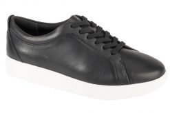 Damskie skórzane buty sportowe FitFlop Rally. Czarne buty sportowe na co dzień damskie Flip Flop, bez wzorów, z jeansu, tenisowe. Za 526.00 zł.