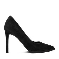 Szpilki GINO ROSSI. Czarne szpilki Gino Rossi, bez wzorów, bez obcasa. Za 349.99 zł.