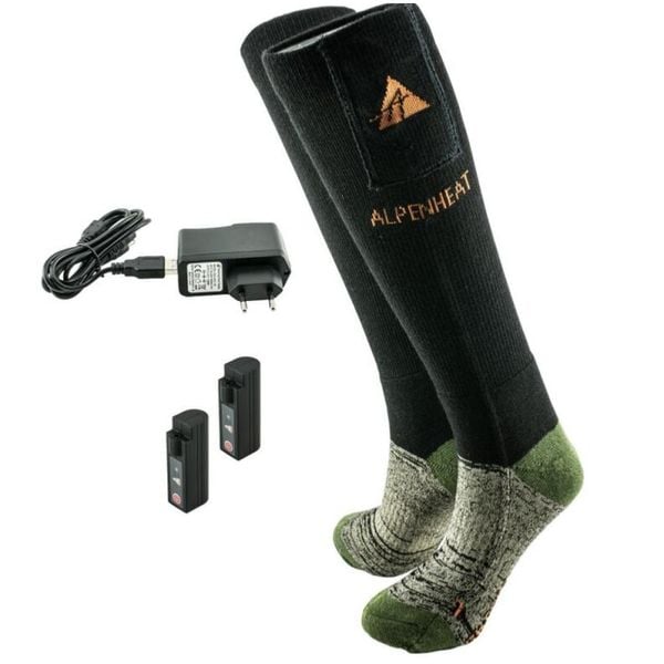 Skarpetki narciarskie podgrzewane Alpenheat Fire WoolSocks. Czarne skarpetki damskie ALPENHEAT, bez wzorów. Za 750.00 zł.