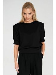 Nife Koszulka w kolorze czarnym rozmiar: 42. Czarne bluzki damskie Nife, bez wzorów, bez kołnierzyka, bez ramiączek. Za 165.71 zł.