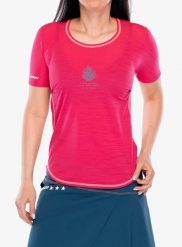 Koszulka treningowa damska Crazy Shirt Exit. Czerwone topy sportowe damskie Crazy, l, bez wzorów, z materiału, bez ramiączek. Za 230.99 zł.