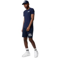 T-shirt o wąskim kroju Lonsdale Elmdon. Niebieskie t-shirty męskie Lonsdale, bez wzorów, bez kołnierzyka. Za 105.05 zł.