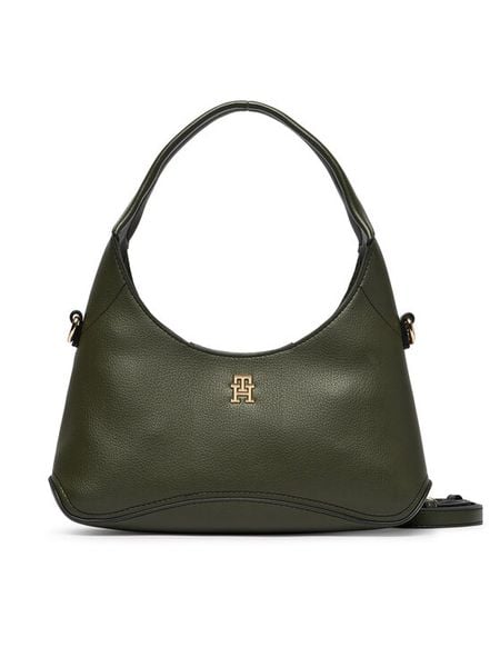Tommy Hilfiger Torebka Th Everyday Mini Hobo AW0AW19185 Zielony ciemny. Zielone torebki klasyczne damskie Tommy Hilfiger, bez wzorów, ze skóry, bez dodatków. Za 449.99 zł.