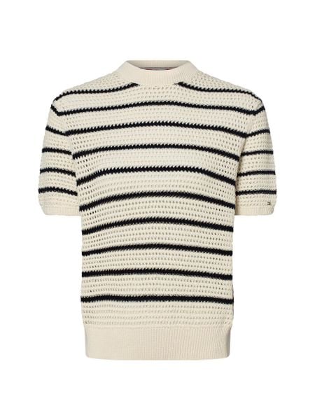 Tommy Hilfiger sweter z krótkim rękawem Kobiety biały|niebieski, M. Białe swetry klasyczne damskie Tommy Hilfiger, m, z dzianiny, bez kołnierzyka. Za 429.95 zł.