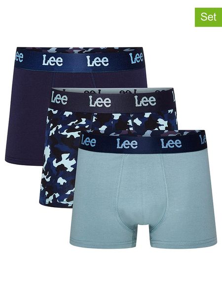 LEE Underwear Bokserki (3 pary) "Mcavoy" w kolorze granatowo-błękitnym rozmiar: XL. Niebieskie bokserki męskie LEE Underwear, bez wzorów. Za 69.58 zł.