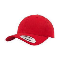 Klasyczna Czapka Snapback Z Zakrzywionym Daszkiem. Czerwone czapki z daszkiem damskie FLEXFIT, bez wzorów. Za 68.99 zł.