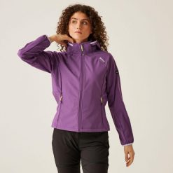 Bourde damski softshell. Białe kurtki softshell damskie Regatta, l, bez wzorów, z materiału, bez kaptura. W wyprzedaży za 179.99 zł.
