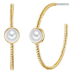 Lulu & Jane Mosiadz Sztuczna perła Kolczyki 1 ct Damski. Białe kolczyki damskie Lulu & Jane, z perłą, pozłacane. Za 79.99 zł.