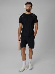 4F Koszulka do biegania szybkoschnąca męska - czarna L. Czarne t-shirty sportowe męskie 4f, l, z tkaniny, bez ramiączek, do biegania. Za 129.99 zł.