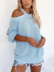 LA Angels Sweter w kolorze błękitnym rozmiar: L. Niebieskie swetry klasyczne damskie LA Angels, l, bez kołnierzyka. Za 184.95 zł.