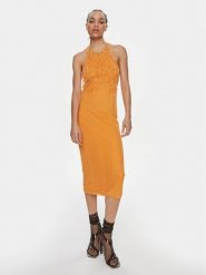 Patrizia Pepe Sukienka koktajlowa 2A2735/K186-R824 Pomarańczowy Slim Fit. Brązowe sukienki damskie Patrizia Pepe, bez wzorów, z wiskozy, wizytowe, bez kołnierzyka, bez ramiączek. Za 1,499.00 zł.