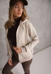 Beżowa Bluza Rozpinana z Bawełną i Kapturem Ozdobiona Sznurkami Ivila. Brązowe bluzy z kapturem damskie Renee, m, z bawełny. Za 69.99 zł.