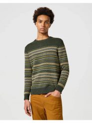 WRANGLER FAIRISLE SWEATER MĘSKI SWETER CIEPŁY VERDANT GREEN 112357294 W8F7014320. Zielone swetry męskie Lee, m, bez wzorów, bez kołnierzyka. Za 149.99 zł.