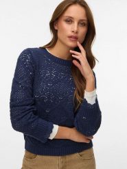 Vero Moda Sweter w kolorze granatowym rozmiar: L. Niebieskie swetry klasyczne damskie Vero Moda, l, bez kołnierzyka. Za 104.99 zł.